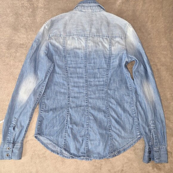 Calvin Klein Women's light blue button-down denim shirt size XS - Picture 12 of 12
